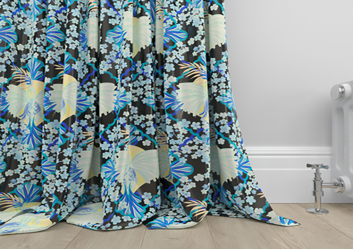 Faded Glamour, China Blue Black - Made To Measure Curtains - Image 6